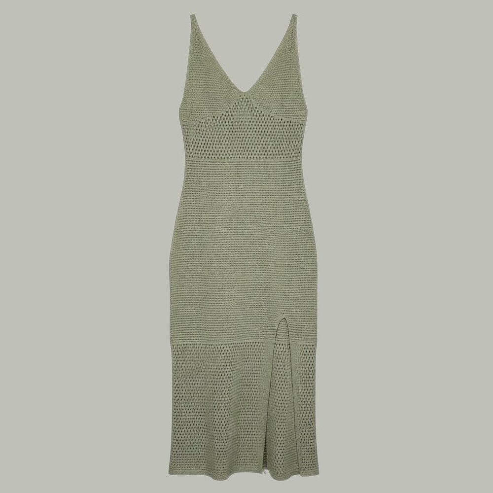 Aritzia Sage Green Knit Midi Dress
